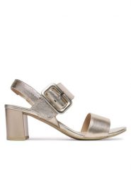 Caprice Sandały 9-28306-42 Złoty. Żółte sandały damskie Caprice, bez wzorów, ze skóry, bez obcasa, na słupku, bez zapięcia. Za 217.99 zł.