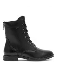 Lasocki Trzewiki EST-NEW2-18 Czarny. Czarne botki damskie Lasocki, ze skóry, bez obcasa, na płaskiej podeszwie, bez zapięcia. Za 269.99 zł.