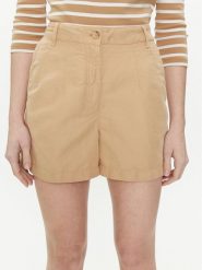 Tommy Hilfiger Szorty materiałowe WW0WW41603 Beżowy Relaxed Fit. Brązowe szorty damskie Tommy Hilfiger, bez wzorów, z bawełny. Za 339.99 zł.