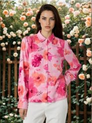 Wiskozowa koszula ze wzorem - wielobarwny. Koszule damskie Sinsay, l, bez wzorów, z wiskozy, bez kołnierzyka, bez ramiączek. Za 39.99 zł.