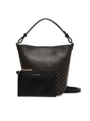 Calvin Klein Torebka Emblem Aop Sm Bucket Crossbody LV04F3506G Czarny. Czarne torebki klasyczne damskie Calvin Klein, ze skóry, bez dodatków. Za 449.99 zł.