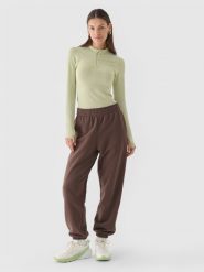 4F Spodnie dresowe joggery oversize damskie - brązowe XL. Brązowe spodnie dresowe damskie 4F, bez wzorów, z bawełny. W wyprzedaży za 79.99 zł.