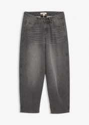 Dżinsy typu ballon, mid waist. Szare jeansy damskie bonprix. Za 159.99 zł.