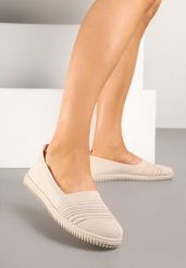 Beżowe Tenisówki Ozdobione Paskami Heloti. Brązowe obuwie sportowe damskie Renee, z jeansu, bez zapięcia, tenisowe. Za 49.99 zł.