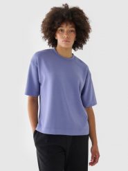 4F T-shirt regular z modalem damski - granatowy M. Niebieskie t-shirty damskie 4F, m, bez wzorów, z dzianiny, bez kołnierzyka. W wyprzedaży za 39.99 zł.