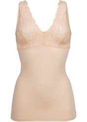 Top shape, średni stopień modelowania sylwetki. Czarne bielizna korygująca bonprix, bez wzorów, z koronki. Za 129.99 zł.