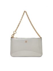 Tommy Hilfiger Torebka Th Icon Chain Shoulder Pouch Met AW0AW18219 Srebrny. Szare torebki wieczorowe damskie Tommy Hilfiger, bez wzorów, ze skóry, bez dodatków. Za 309.99 zł.