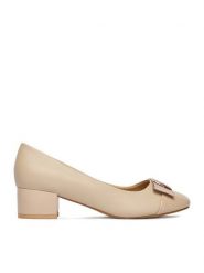 Lasocki Czółenka CEO-HMS19028-2 Beżowy. Brązowe czółenka damskie Lasocki, bez wzorów, z materiału, bez obcasa. Za 199.99 zł.