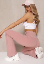 Różowe Legginsy Dzwony High Waist Korivienne. Czerwone legginsy damskie Renee, l, bez wzorów, z jeansu. Za 44.99 zł.