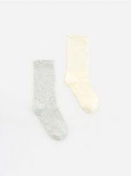 Skarpetki z bawełną 2 pack - wielobarwny. Skarpetki damskie Reserved, bez wzorów, z bawełny. Za 49.99 zł.