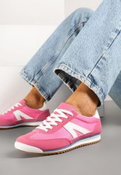 Fuksjowe Sneakersy z Geometrycznym Wzorem Zoloti. Czerwone obuwie sportowe damskie Renee, bez zapięcia. Za 49.99 zł.
