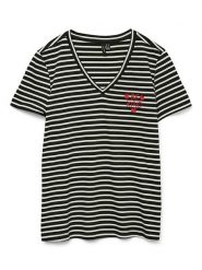 Vero Moda Koszulka w kolorze czarnym rozmiar: M. Czarne bluzki damskie Vero Moda, m, bez wzorów, z bawełny, bez kołnierzyka, bez ramiączek. Za 65.95 zł.