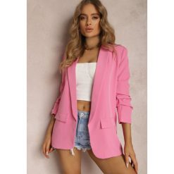 Różowa Marynarka Niezapinana z Marszczonymi Rękawami Orolea. Czerwone marynarki i żakiety damskie Renee, l, bez wzorów, z tkaniny, eleganckie. Za 99.99 zł.