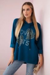 Bluza wiskozowa plus size Love morska. Zielone bluzy damskie Kesi Włoski, l, bez wzorów, z elastanu, bez kaptura. Za 188.21 zł.