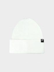 4F Czapka beanie w kolorze białym rozmiar: onesize. Białe czapki damskie 4F, bez wzorów, ze splotem. Za 52.67 zł.