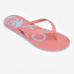 Japonki damskie Roxy To The Sea. Niebieskie klapki damskie Roxy, bez wzorów, z kauczuku, bez obcasa, bez zapięcia. Za 89.99 zł.
