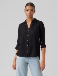 Vero Moda Koszula Bumpy 10275283 Czarny Regular Fit. Czarne koszule damskie Vero Moda, xl, bez wzorów, z wiskozy, bez kołnierzyka, bez ramiączek. Za 139.99 zł.