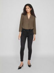 Vila Dżinsy - Skinny fit - w kolorze czarnym rozmiar: L/L30. Czarne jeansy damskie Vila, z aplikacjami, z materiału. Za 109.78 zł.