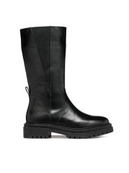 Geox Kozaki D Iridea D46HRD 00043 C9999 Czarny. Czarne kozaki damskie Geox, ze skóry, bez obcasa, na płaskiej podeszwie, bez zapięcia. Za 579.99 zł.