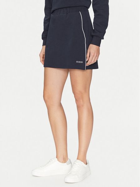 Guess Spódnica mini V5GD02 KCS01 Granatowy Regular Fit. Niebieskie spódnice damskie Guess, s, z aplikacjami, z bawełny, mini. Za 139.99 zł.