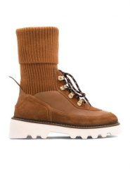 Badura Trzewiki STARK-06W4-023 Brązowy. Brązowe botki damskie Badura, z materiału, bez obcasa, na płaskiej podeszwie, bez zapięcia. Za 379.99 zł.