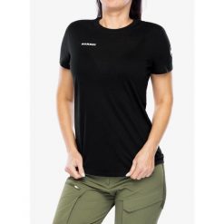 Koszulka merino damska Mammut Tree Wool FL T-Shirt. Czarne koszulki sportowe damskie Mammut, bez wzorów, bez ramiączek. Za 341.45 zł.