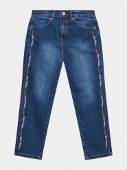 Guess Jeansy J3YA11 D4CA0 Granatowy Regular Fit. Niebieskie jeansy dziewczęce Guess, z aplikacjami, z jeansu. Za 139.99 zł.