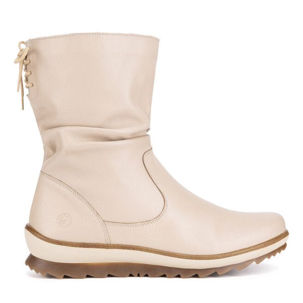 Botki Remonte. Białe botki damskie Remonte, bez obcasa, na płaskiej podeszwie, bez zapięcia. Za 349.99 zł.