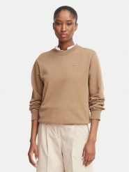 Lacoste Bluza SF5270 Brązowy jasny Regular Fit. Brązowe bluzy damskie Lacoste, bez wzorów, z bawełny, bez kaptura. Za 549.99 zł.