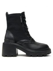 Tommy Jeans Trzewiki Tjw Mid Heel Boot Mix Media EN0EN02556 Czarny. Czarne botki damskie Tommy Jeans, z jeansu, bez obcasa, na słupku, bez zapięcia. Za 639.99 zł.