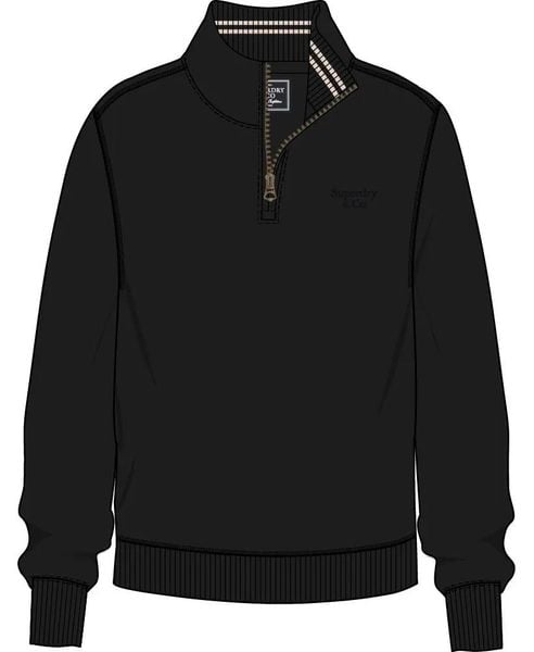 Superdry Bluza Essential Serif Logo Half Zip – Relaxed Fit, Czarna. Czarne bluzy damskie Superdry, uniwersalny, bez wzorów, bez kaptura. Za 407.10 zł.