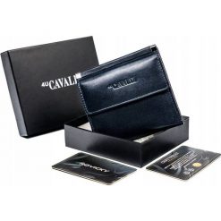 Portfelik skórzany Cavaldi granatowy RD-16-GCL-6252 NAVY. Niebieskie portfele damskie 4U Cavaldi, bez wzorów, ze skóry. Za 59.99 zł.