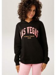 Aniston Bluza w kolorze czarnym rozmiar: 38. Czarne bluzy damskie Aniston, bez wzorów, z kapturem. Za 98.45 zł.