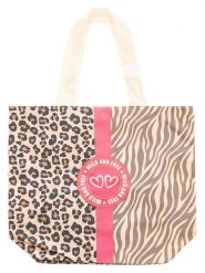 Zwillingsherz Shopper bag "Leo + Zebra" w kolorze beżowym rozmiar: onesize. Brązowe shopper bag Zwillingsherz, bez wzorów, z materiału, na ramię, bez dodatków. Za 60.99 zł.