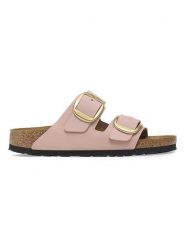 Birkenstock Skórzane klapki "Arizona" w kolorze jasnoróżowym rozmiar: 38. Różowe klapki damskie Birkenstock, bez wzorów, z otwartym noskiem, bez obcasa, bez zapięcia. Za 487.72 zł.