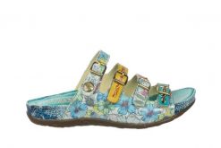 Klapki Laura Vita Liloo 5025 Turquoise 202066, Niebieski, Skóra naturalna - 38. Niebieskie klapki damskie LAURA VITA, bez wzorów, z gumy, bez obcasa, na platformie, bez zapięcia. W wyprzedaży za 224.10 zł.