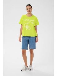 Kaffe Koszulka w kolorze limonkowo-białym rozmiar: XS. Zielone bluzki damskie Kaffe, xs, bez wzorów, z bawełny, bez kołnierzyka, bez ramiączek. Za 78.99 zł.