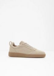 Sneakersy skórzane. Brązowe obuwie sportowe casual damskie bonprix, ze skóry, bez zapięcia. Za 147.99 zł.