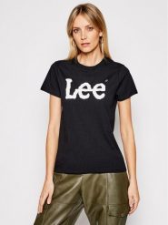 Lee T-Shirt Logo Tee L42UER01 112109467 Czarny Regular Fit. Czarne t-shirty damskie Lee, l, bez wzorów, z bawełny, bez kołnierzyka. Za 79.99 zł.