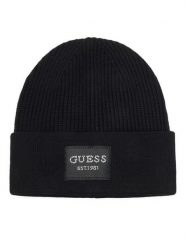 Guess Czapka AW5631 VIS01 Czarny. Czarne czapki damskie Guess, na zimę, z aplikacjami, z wiskozy. Za 154.99 zł.
