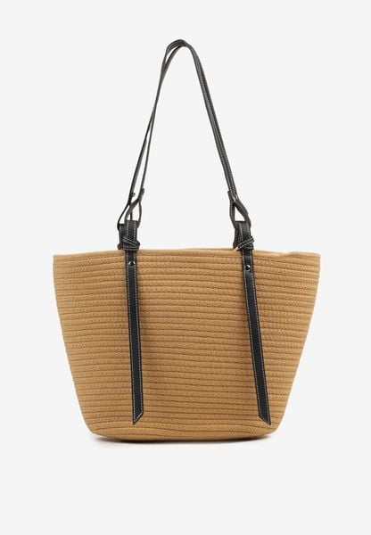 Ciemnobeżowa Szydełkowa Torebka Typu Shopper z Bawełny Mevonna. Brązowe shopper bag Renee, bez wzorów, z bawełny, bez dodatków. Za 119.99 zł.
