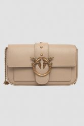 PINKO Beżowa kopertówka damska Love One Pocket C. Brązowe torebki wieczorowe damskie Pinko, bez wzorów, bez dodatków. W wyprzedaży za 999.99 zł.