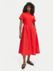 Tommy Hilfiger Sukienka codzienna WW0WW51148 Czerwony Regular Fit. Czerwone sukienki damskie Tommy Hilfiger, bez wzorów, z bawełny, bez ramiączek. Za 649.99 zł.