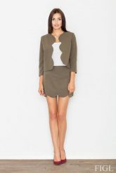 Elegancki Oliwkowy Komplet Spódnica + Żakiet. Zielone marynarki i żakiety damskie Figl, l, bez wzorów, z materiału, eleganckie. Za 299.00 zł.