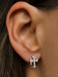 DI GIORGIO Pozłacane kolczyki-wkrętki z cyrkoniami rozmiar: onesize. Szare kolczyki damskie DI GIORGIO, z cyrkonią, pozłacane. Za 130.99 zł.