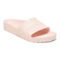 Klapki damskie Birkenstock Barbados Eva. Czerwone klapki damskie Birkenstock, bez wzorów, z materiału, bez obcasa, bez zapięcia. Za 293.00 zł.