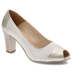 Złote Czółenka Gamis Eleganckie Skórzane Buty Na Słupku. Żółte czółenka damskie GAMIS, bez wzorów, ze skóry, bez obcasa, na obcasie. Za 199.00 zł.