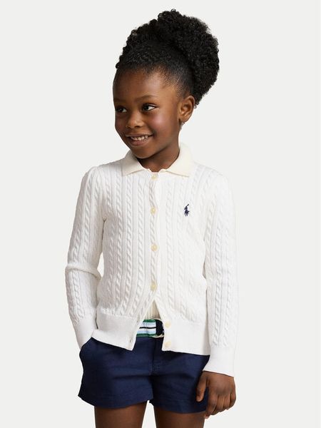 Polo Ralph Lauren Kardigan 312543047064 Biały Regular Fit. Białe swetry dziewczęce Polo Ralph Lauren, bez wzorów, z bawełny, bez kołnierzyka, bez ramiączek. Za 309.99 zł.