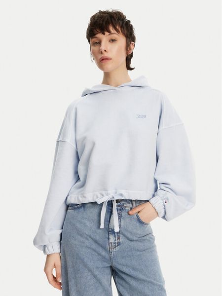Tommy Jeans Bluza DW0DW20314 Niebieski Relaxed Fit. Niebieskie bluzy damskie Tommy Jeans, m, bez wzorów, z bawełny, bez kaptura. Za 249.99 zł.