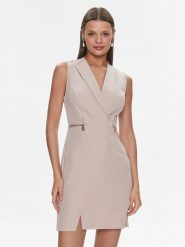 Rinascimento Sukienka koktajlowa CFC0117778003 Beżowy Regular Fit. Brązowe sukienki damskie Rinascimento, bez wzorów, z syntetyku, wizytowe, bez ramiączek. Za 509.99 zł.